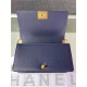 BOY Chanel HANDBAG Grained Calfskin Navy Blue Anti-Gold Metal High