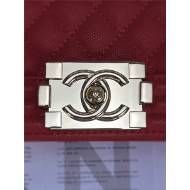 BOY Chanel HANDBAG Grained Calfskin Red Gold Metal High