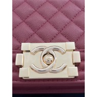 BOY Chanel HANDBAG Grained Calfskin Wine Gold Metal High