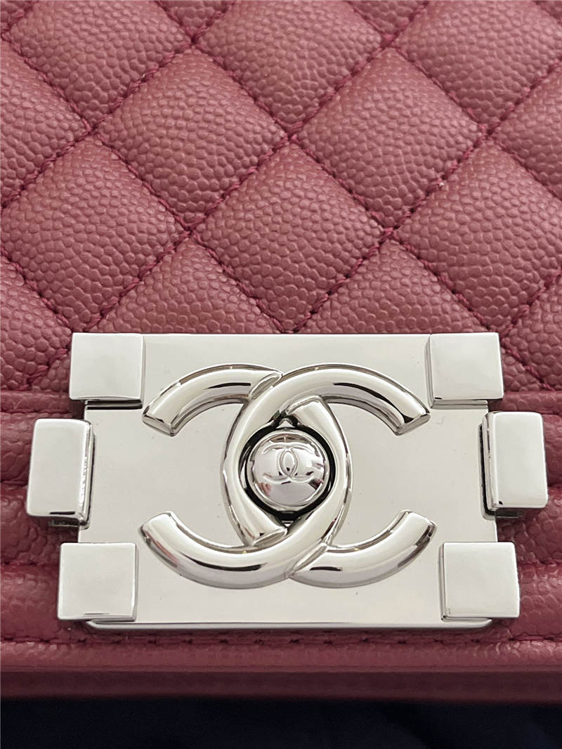 BOY Chanel HANDBAG Grained Calfskin Wine Silver Metal High