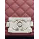 BOY Chanel HANDBAG Grained Calfskin Wine Silver Metal High