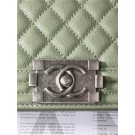 BOY Chanel HANDBAG Grained Calfskin Olive Anti-Silver Metal High