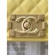 SMALL BOY Chanel HANDBAG Grained Calfskin Yellow Matt-Gold Metal High