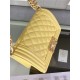 SMALL BOY Chanel HANDBAG Grained Calfskin Yellow Matt-Gold Metal High