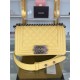 SMALL BOY Chanel HANDBAG Grained Calfskin Yellow Anti-Silver Metal High