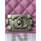 SMALL BOY Chanel HANDBAG Grained Calfskin Purple Anti-Silver Metal High