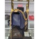 SMALL BOY Chanel HANDBAG Grained Calfskin Navy Blue Matt-Gold Metal High