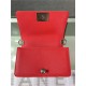 SMALL BOY Chanel HANDBAG Grained Calfskin Red Anti-Silver Metal High