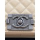 SMALL BOY Chanel HANDBAG Grained Calfskin Beige Anti-Silver Metal High