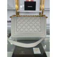 SMALL BOY Chanel HANDBAG Grained Calfskin Grey Matt-Gold Metal High