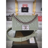 SMALL BOY Chanel HANDBAG Grained Calfskin Olive Anti-Silver Metal High