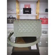 SMALL BOY Chanel HANDBAG Grained Calfskin Olive Anti-Silver Metal High