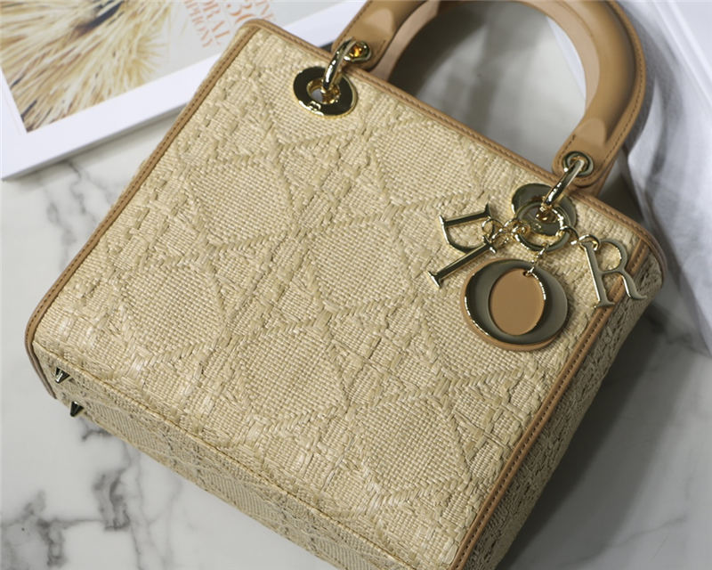 MEDIUM LADY Dior BAG Cannage Raffia Natural High 