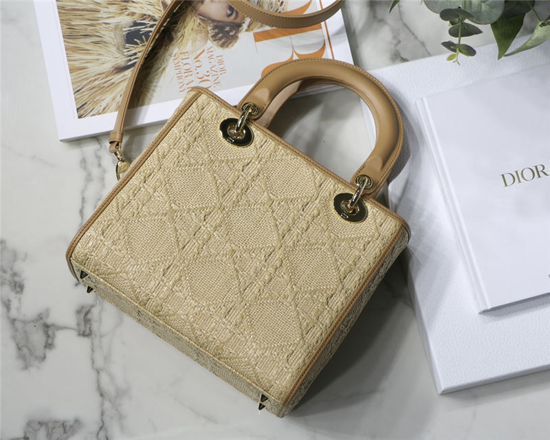 MEDIUM LADY Dior BAG Cannage Raffia Natural High 