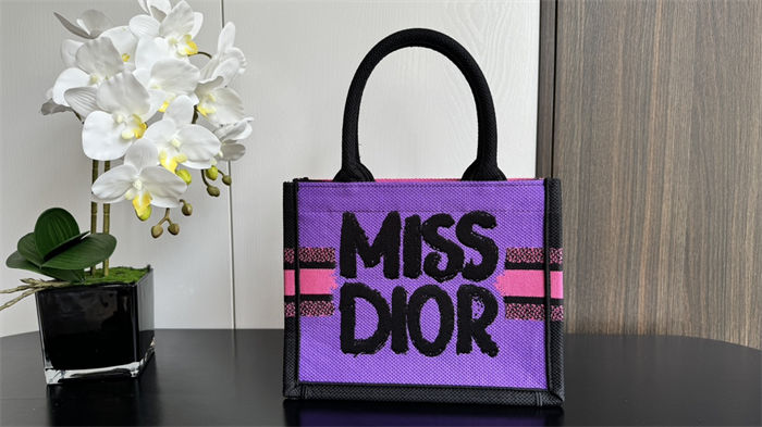 SMALL Dior BOOK TOTE Miss Dior Graffiti Embroidery High