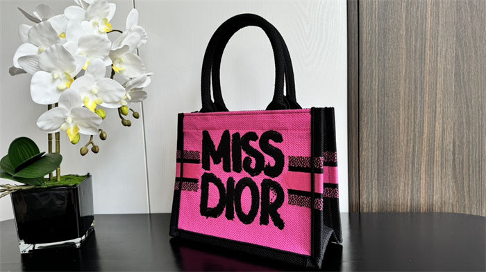 SMALL Dior BOOK TOTE Miss Dior Graffiti Embroidery High