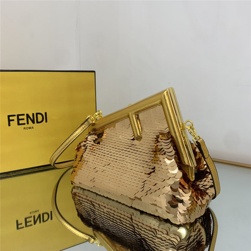 Fendi First Small Leather and sequinned bag High