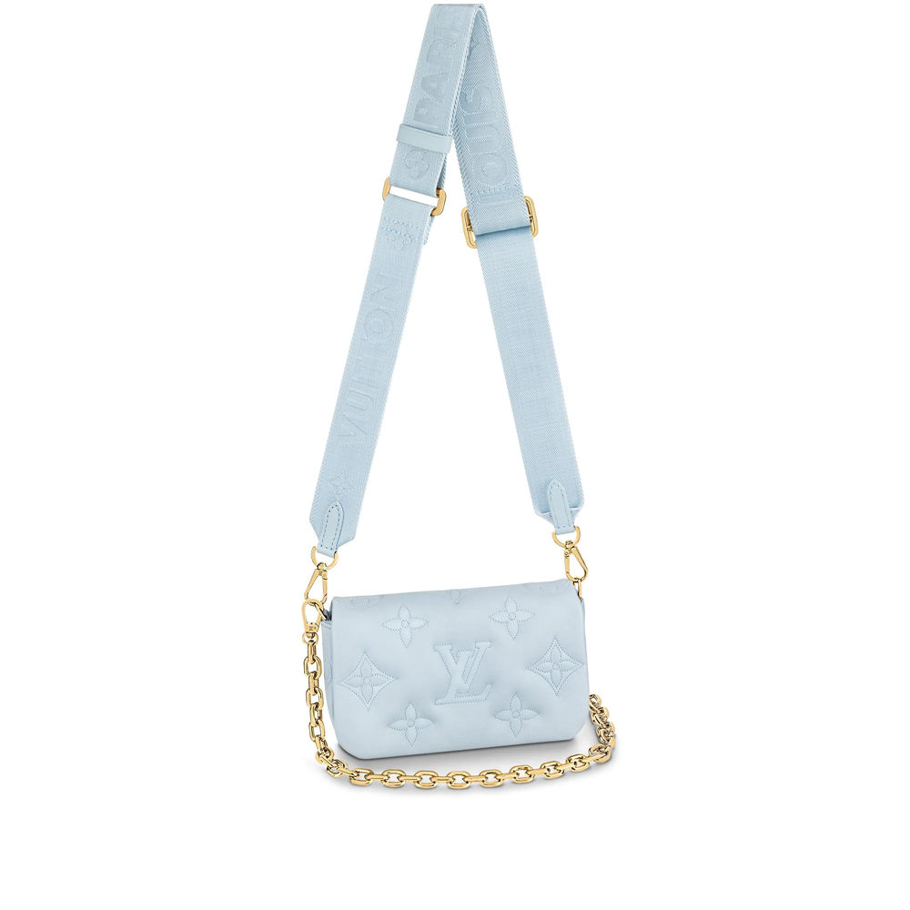 Louis Vuitton WALLET ON STRAP BUBBLEGRAM Monogram-embroidered, quilted calf leather Blue M51399 High