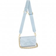 Louis Vuitton WALLET ON STRAP BUBBLEGRAM Monogram-embroidered, quilted calf leather Blue M51399 High