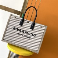 RIVE GAUCHE TOTE BAG IN STRIPED CANVAS AND LEATHER High