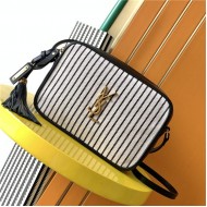 LOU CAMERA BAG IN STRIPED CANVAS AND LEATHER High