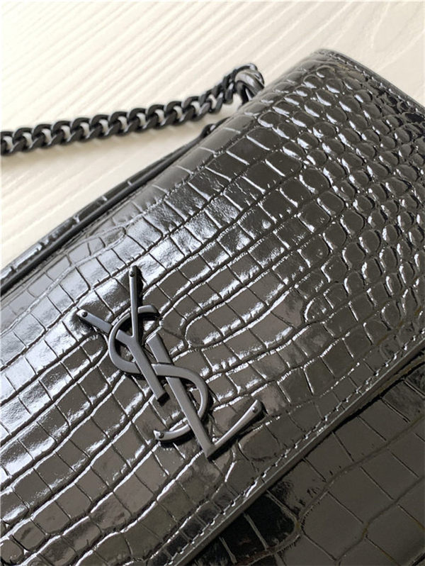 SUNSET MEDIUM IN CROCODILE EMBOSSED SHINY LEATHER Black-Black High