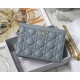 Dior CARO ZIPPED POUCH WITH CHAIN Supple Cannage Calfskin Grey Blue High