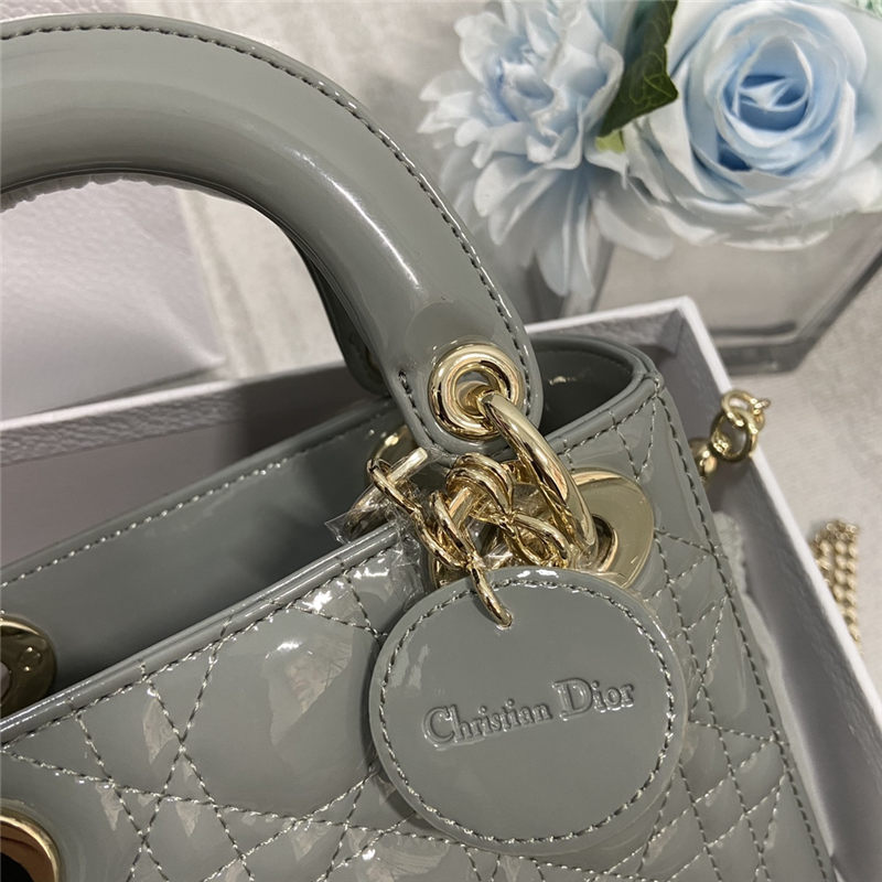 MINI LADY Dior BAG Patent Cannage Calfskin Dark Grey High