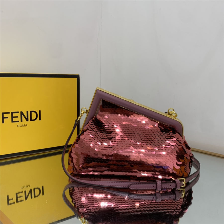 Fendi First Small Leather and sequinned bag High