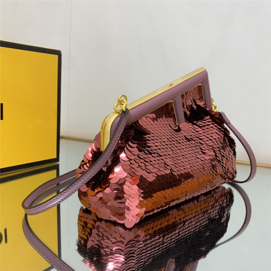 Fendi First Small Leather and sequinned bag High