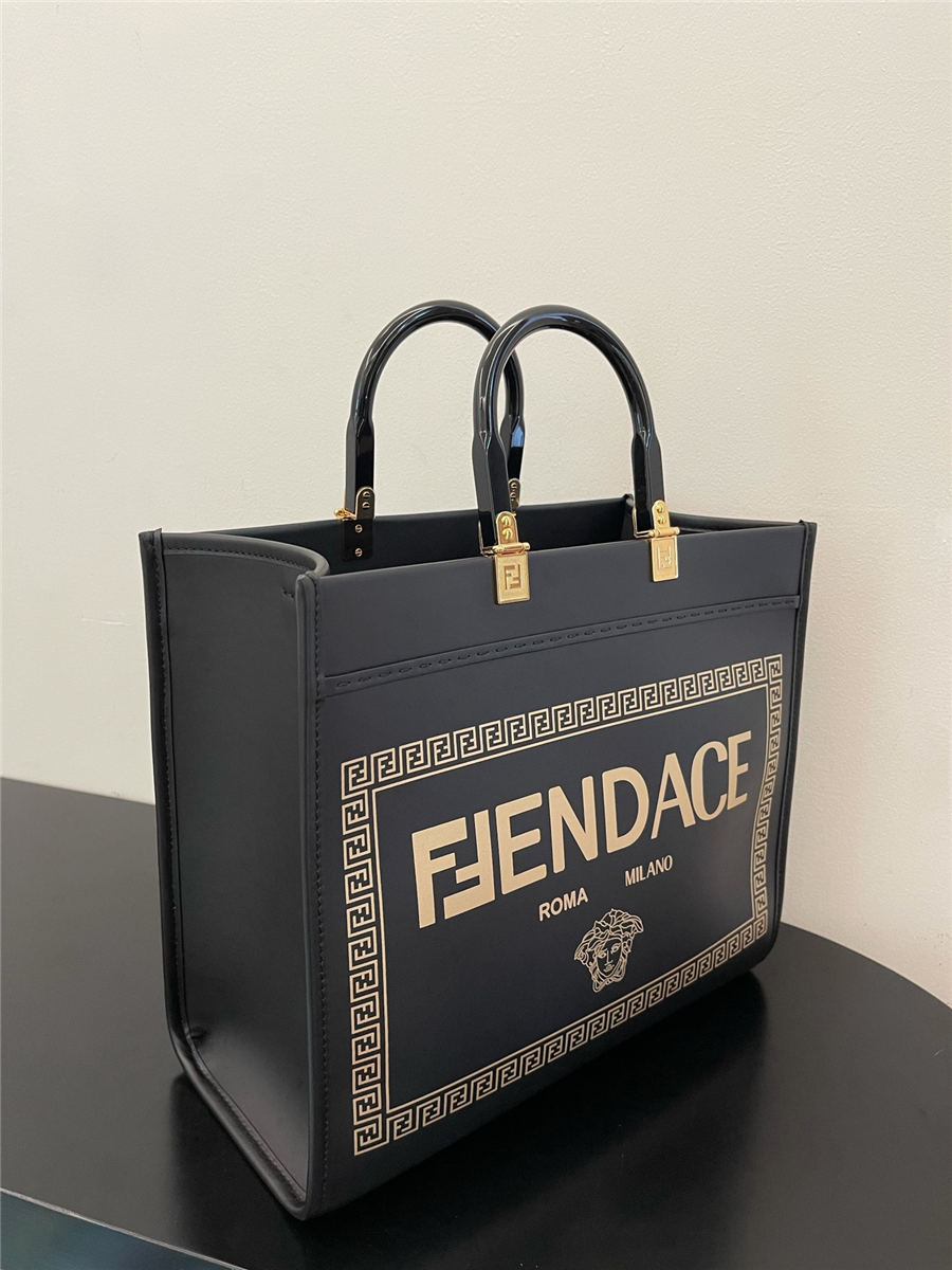 MEDIUM Fendi SUNSHINE Fendace Printed leather Logo shopper High