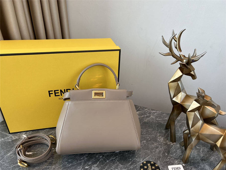 PEEKABOO ICONIC MINI leather bag Lambskin Beige Gold Metal High