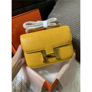 Hermes Constance 24cm Crocodile Leather Bag Silver/Gold Metal High