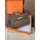 Hermes Kelly Pochette Bag Crocodile Silver/Gold Metal WAX High