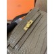 Hermes Kelly Pochette Bag Crocodile Silver/Gold Metal WAX High