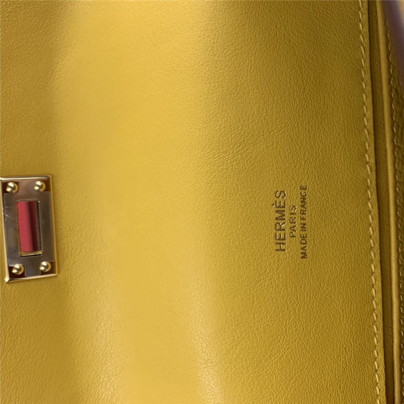 Hermes Kelly Pochette Bag Swift Leather Silver/Gold Metal WAX High