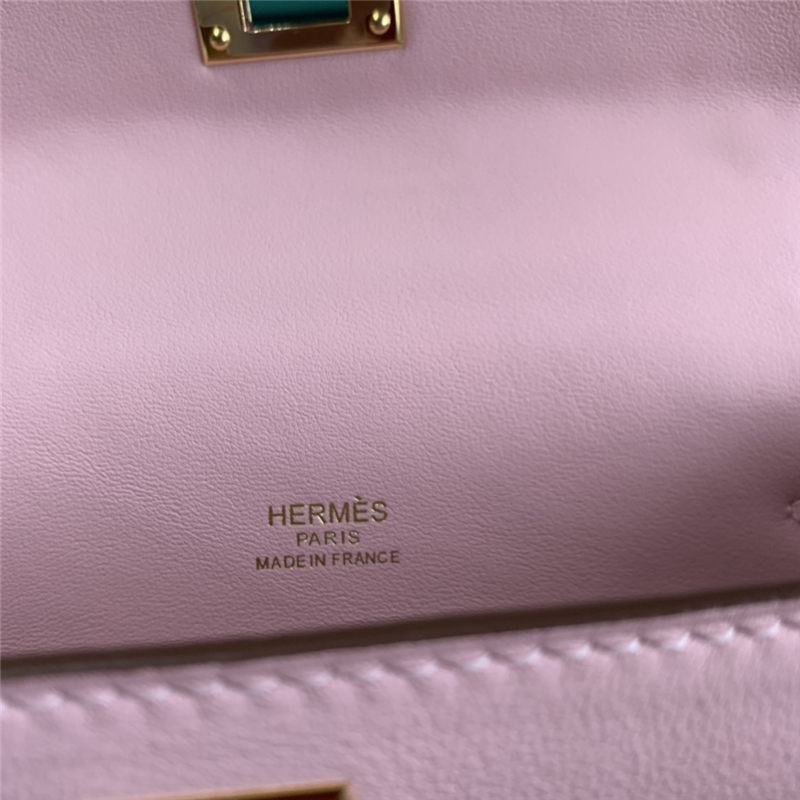 Hermes Kelly Pochette Bag Swift Leather Silver/Gold Metal WAX High