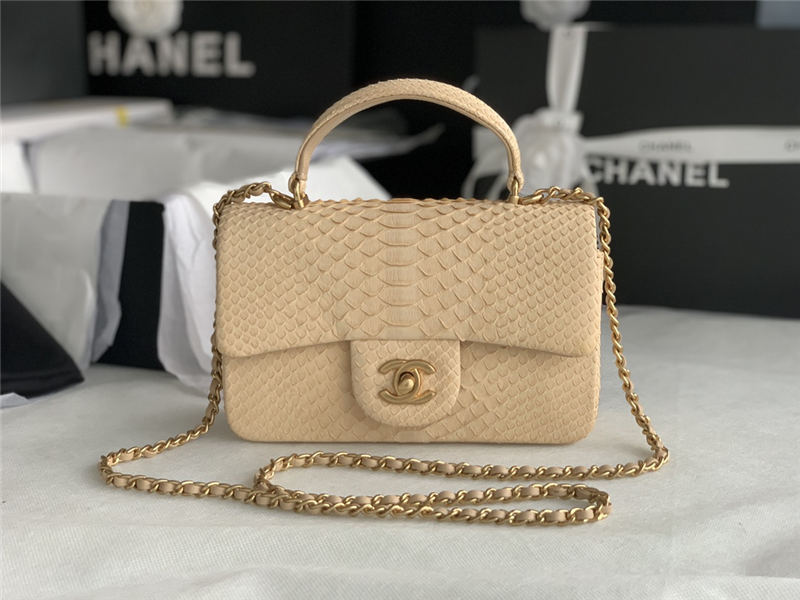 MINI FLAP BAG WITH TOP HANDLE AS2431 Snake Beige High