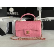 MINI FLAP BAG WITH TOP HANDLE AS2431 Snake Pink High