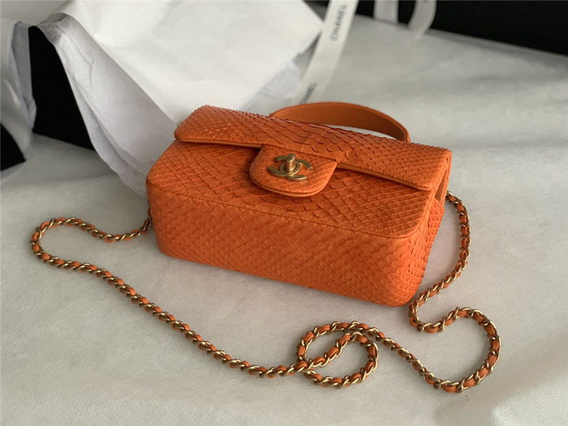 MINI FLAP BAG WITH TOP HANDLE AS2431 Snake Orange High