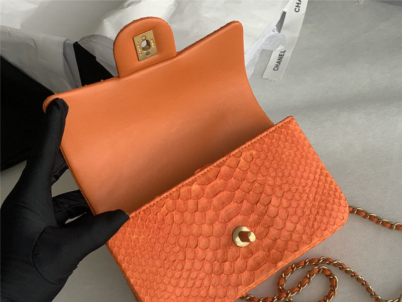 MINI FLAP BAG WITH TOP HANDLE AS2431 Snake Orange High