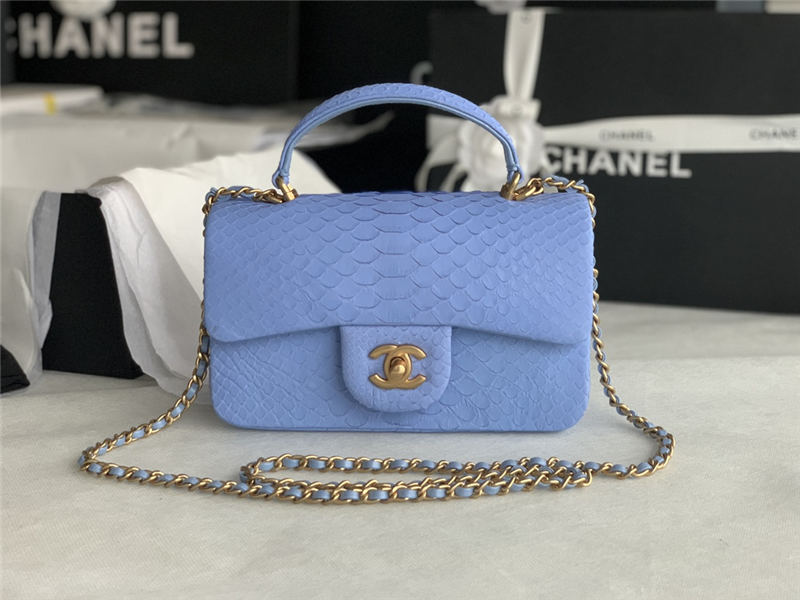 MINI FLAP BAG WITH TOP HANDLE AS2431 Snake Blue High