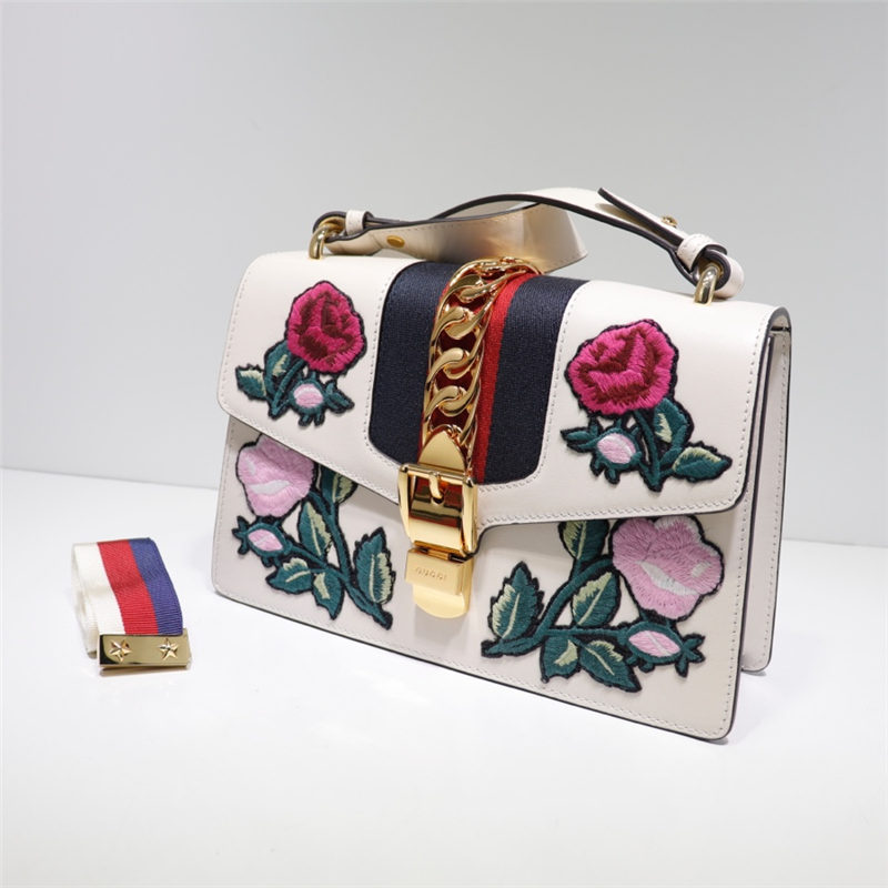 Sylvie leather mini chain bag 421882 Flower White high