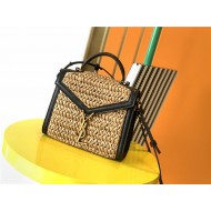 CASSANDRA MINI TOP HANDLE BAG IN RAFFIA AND LEATHER High