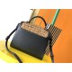 CASSANDRA MINI TOP HANDLE BAG IN RAFFIA AND LEATHER High