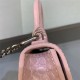 HOURGLASS MINI HANDBAG WITH CHAIN CROCODILE EMBOSSED Pink High