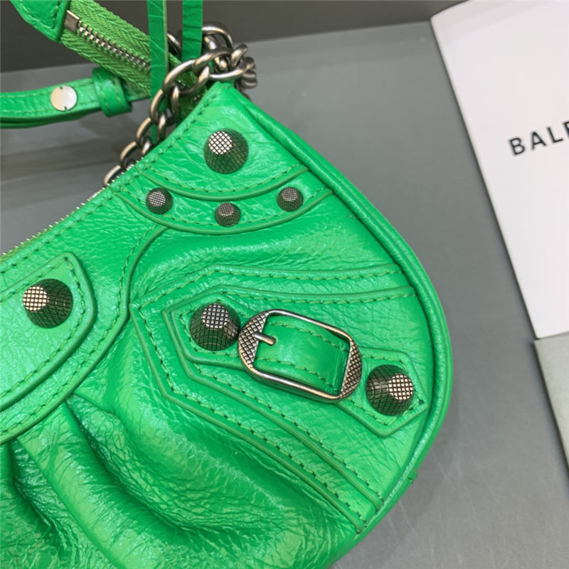 LE CAGOLE MINI PURSE WITH CHAIN Arena Lambskin Green High