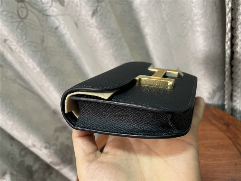 Hermes Constance Slim Wallet Leather Gold Metal WAX High