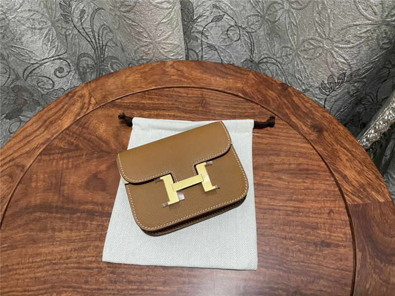 Hermes Constance Slim Wallet Leather Gold Metal WAX High