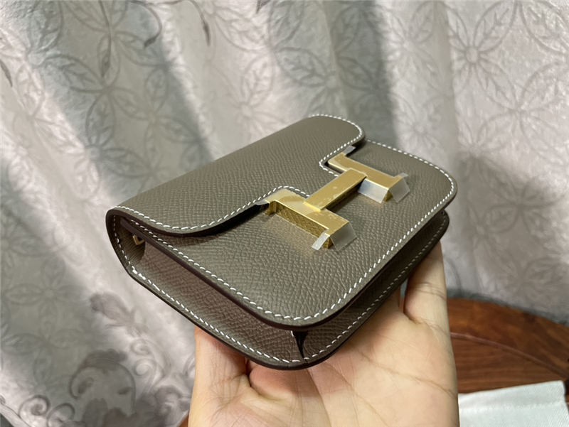 Hermes Constance Slim Wallet Leather Gold Metal WAX High